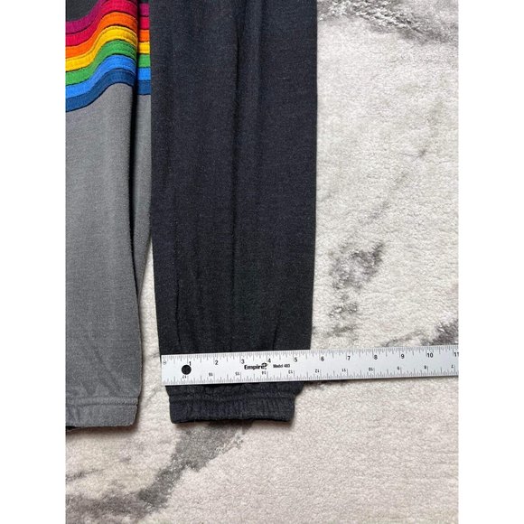 AVIATOR NATION Rainbow Stitch Sweatpants Black Grey Two Tone One Leg M Médium - Picture 6 of 8